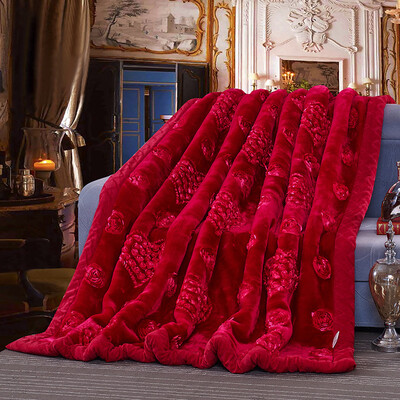 

Brata Wedding blanket Silk ribbon embroidery Thickened Raschel Blanket