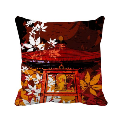 

Japan Japanese Style Leaves Pavilion Square Throw Pillow Insert Cushion Cover Home Sofa Decor Gift