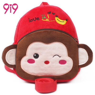 

9i9 long love long cartoon monkey child anti-lost bag baby traction rope small backpack 1710225 red