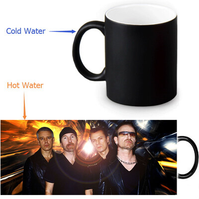 

U2 Rock Band 350ml / 12oz Heat Reveal Mug Color Change Чашка кофе Чувствительные морфинг-кружки Волшебная чашка для чайных чашек
