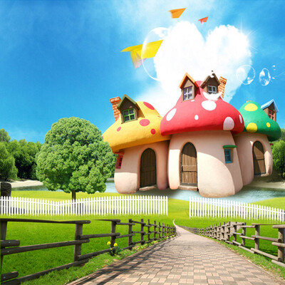 

Custom Photo Mural Wallpaper For Kids Room 3D Cartoon Mushroom Room Children Bedroom Home Decor Wall Painting Papel De Parede 3D