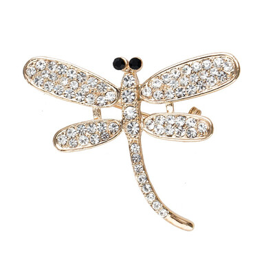 

Мода Женщины Насекомые Стрекоза Броши Штыри Золото Цвет Модные Rhinestone Ювелирные изделия Кристалл Брошь Броски Hijab Шарф штыри