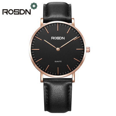 

Mens Watches Women Wrist Watch Top Brand Luxury ROSDN Simple Design Ultra Thin Quartz Watch Casual Leather Lovers Watches