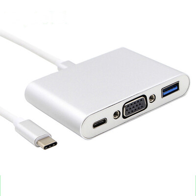 

Section Type-C VGA HD Converter USB-C Docking Station USB30HUB Splitter LK-TV002 Zinc Aluminum Alloy Silver