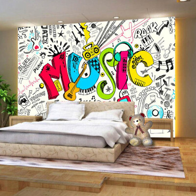 

Custom 3D Abstract Musical Childrens Room Graffiti Large Mural Cafe Restaurant Bar Bedroom Streets Rock Non-woven Wallpaper
