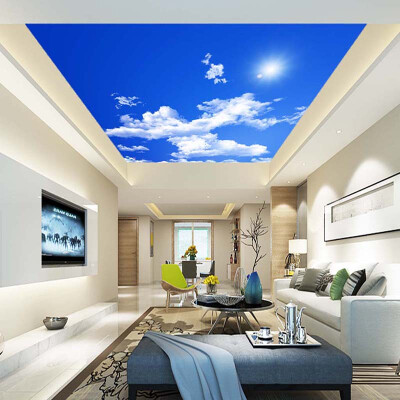 

Blue Sky White Clouds Sunshine Ceiling Zenith Mural Пользовательские 3D-обои для рабочего стола Потолочные украшения Mural Wallpaper