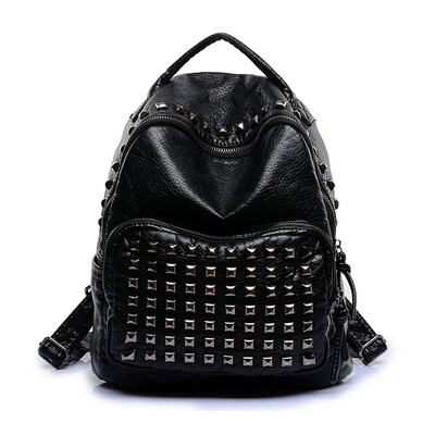 

Washed leather shoulder bag 2016 new Korean fashion rivets backpacks travel backpack Brand school bags for girls