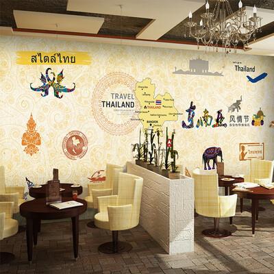 

3D photo wallpaper Thailand style garden elephant mural Cafe tea shop wallpaper living room sofa wallpaper