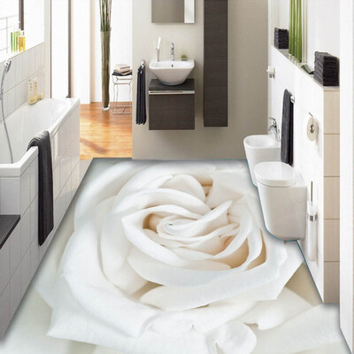 

Free shipping custom wedding room lobby 3D Aesthetic White Rose Bathrooms Floor home decoration wallpaper floor roll 250cmx200cm
