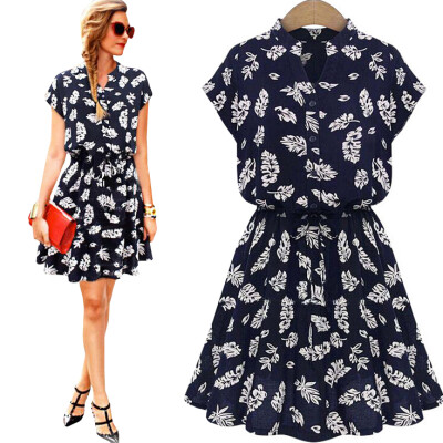

Lovaru ™HOT SALE 2015 NEW FASHION casual v-neck ball gown short printing high quality women's mini dresses