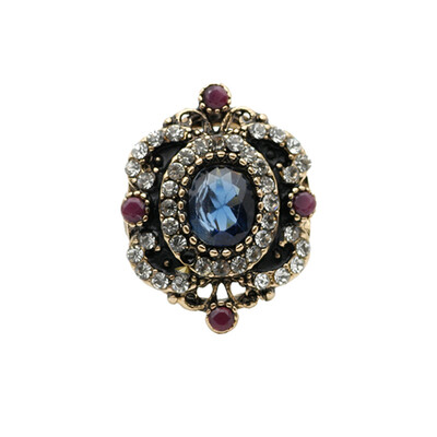 

New Turkish Women Vintage Ring Antique Gold Color Hollow Flower Ring Indian Resin Finger Jewelry Egyptian Bridal Bijoux Men Gift