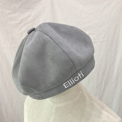 

DUSENNA hat female autumn&winter Korean version of the sweet warm wild beret British fashion riding hat pumpkin beret gray