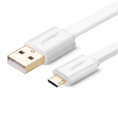 

Green Micro USB charging and data transferring cable,1 meter,white-flat wire