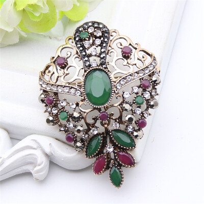 

Hollow Flower Turkish Brooch Pendant Dual-Purpose Women Jewelry Colorful Resin Broches Brooches India Bridal Jewelry Hijab Pins