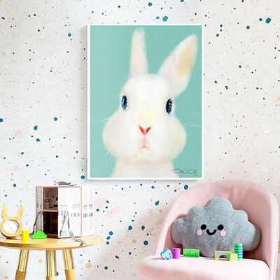 

Green childrens room decoration painting murals paintings bedroom living room paintings small rabbit 3040cm send binding accessories
