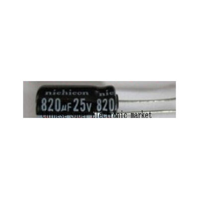 

50PCS 25V 820UF 10x20mm Aluminum Electrolytic Capacitor