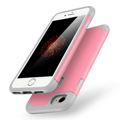 

Pink & Gray iPhone 8 iPhone 7 Case Shockproof High Impact Resistant Hybrid Heavy Duty Hard Silicone Protective Cover
