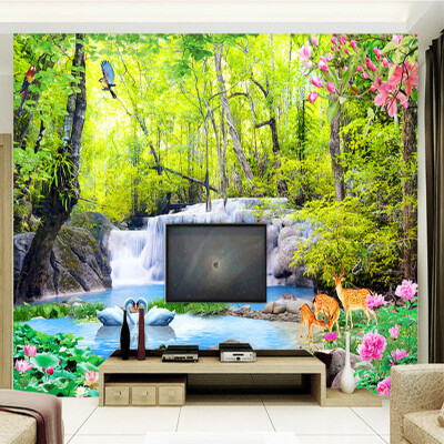 

Custom Photo Wallpaper 3D Forest Waterfalls Nature Landscape Murals Living Room TV Sofa Backdrop Wall Decor Papel De Parede 3 D