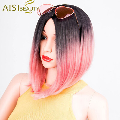

Is a wig SyntheticWig Short Ombre Wigs for Women Grey&Pink Straight Hair Bob Style