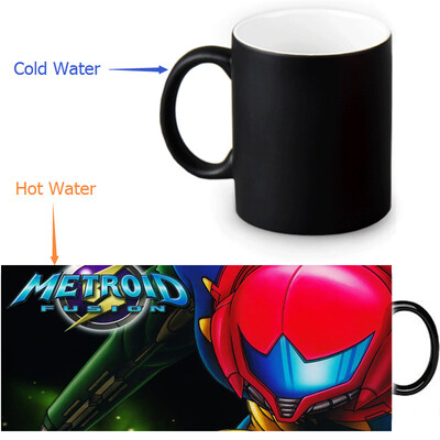 

Metroid 350ml / 12oz Heat Reveal Mug Color Change Чашка кофе Чувствительные морфинг-кружки Волшебная чашка для чайных чашек