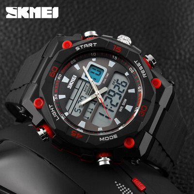 

Mens Military Dual Time Zones Analog Digital Waterproof Sporty Wrist Watch