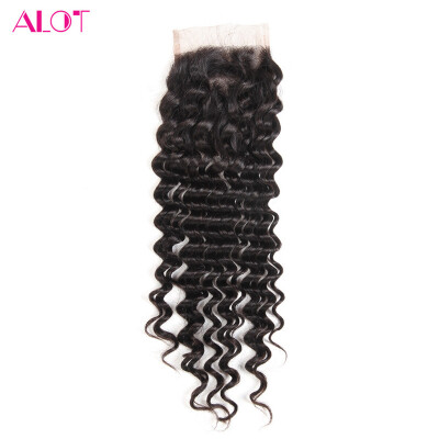 

Alot Indian Hair Free Part Deep Wave Lace Closure High Quality Closure Human Hair Weave 4*4 Inch Lace Closure