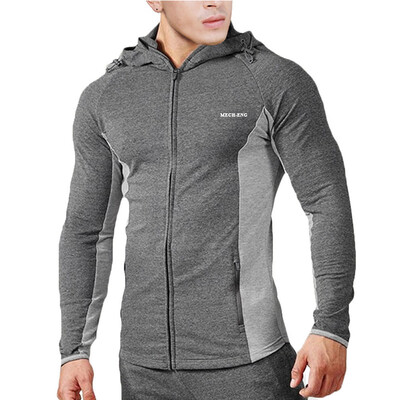 

MECH-ENG Mens Hoodie Sweatshirt Gym Workout Fitness Zip Jackets Outdoor Active Top Casual Sportwear in Black & Grey