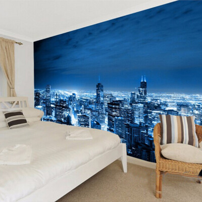

Пользовательские Mural Европейский City Building Гостиная Телевизор Диван обои обои Черный и белый Нью-Йорк ночь 3D-фото обои