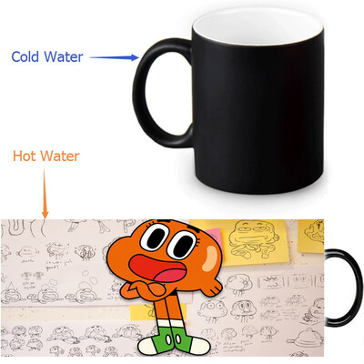 

Удивительный мир Gumball 350 мл / 12 унций Heat Reveal Mug Color Change Чашка кофе Чувствительные морфинг-кружки Волшебная чашка для чайных чашек