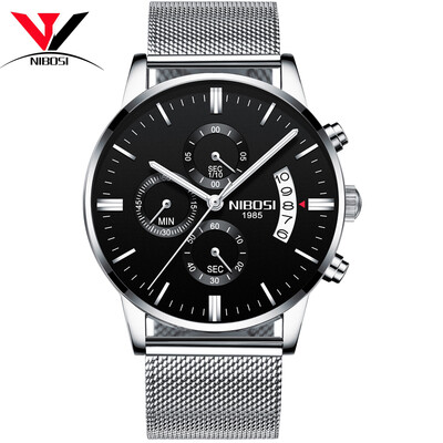 

NIBOSI кварцевые наручные часы Мужские часы Мужские часы Мода Top Brand Luxury Wristwatch Mesh Strap Нержавеющая сталь Водонепроницаемый Relogios