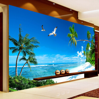 

Custom 3D Mural Wallpaper Bedroom Sofa TV Background Wall Papers Home Decor Beach Coconut Grove Modern Wall Painting Wallpaper