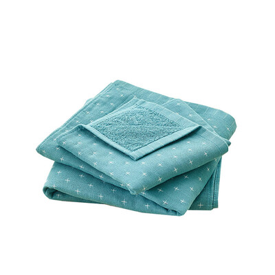

iDouillet Soft White Crosses Muslin Gauze & Terry Cloth Cotton Bathroom Towel Set 2-piece Bath Towel 55"x27" Hand Towel 13"x28"