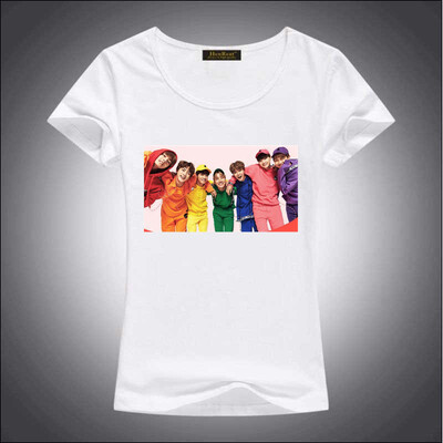 

HenReat High quality silk cotton white solid color short sleeve women BTS print T-shirt