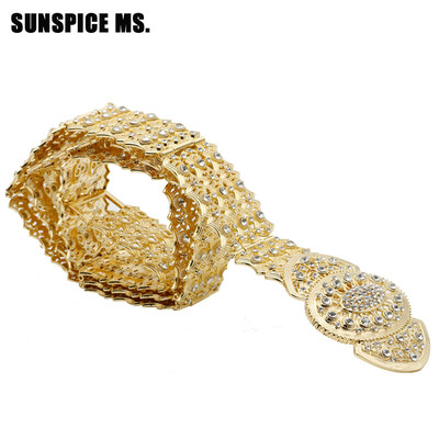 

Exquisite Bohemia Women Wedding Metal Waist Belly Chains Gold-Color Rhinestone Round Belt Jewelry Indian Rome Royal Retro Bijoux