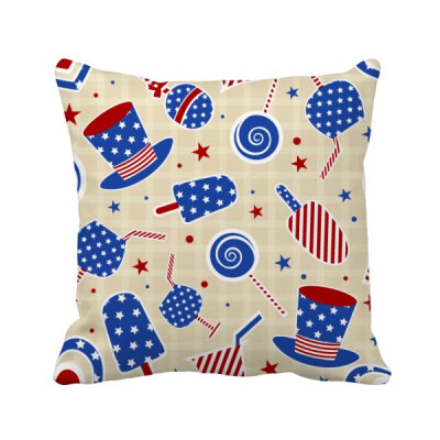 

USA Hat Candy Ice Cream Star Festival Square Throw Pillow Insert Cushion Cover Home Sofa Decor Gift