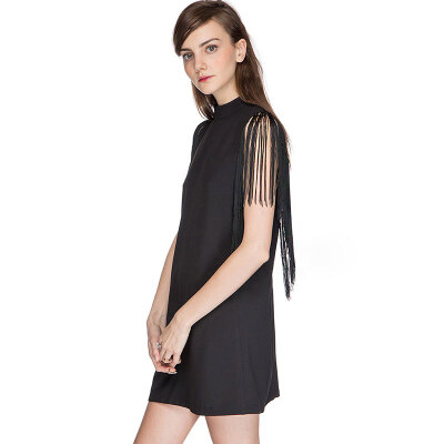 

Lovaru ™New fashion European and American wind cuff elegant tassel decoration Collar sleeveless loose small A pendulum dress