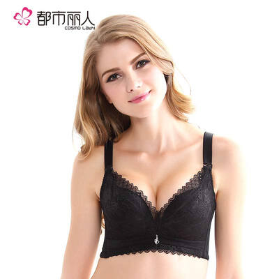 

Urban beauty special offer large size underwear no steel ring bra lace gathered bra underwear bra 2B6506 black 3270B