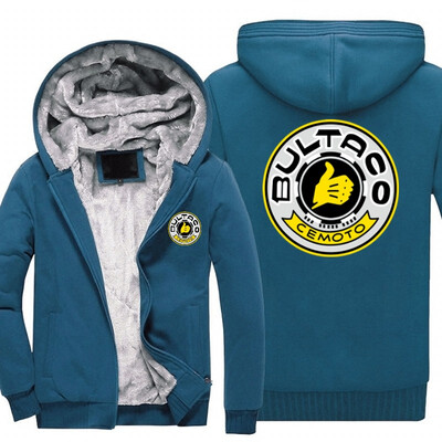 

2018 wholesale Mens Hoodie Bultaco Cemoto Pursang Printed Thicken Fleece Fashion Brand Jacket Tops Sportswear Jacket wool