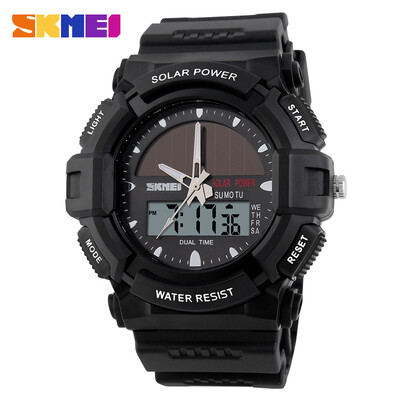 

Mens Solar Powered Dual Time Zones Sporty Wrist Watch