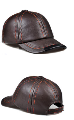 

High quality Genuine Leather Adjustable Solid color Baseball Caps Unisex Couple Hat Fashion Leisure Casual Hats