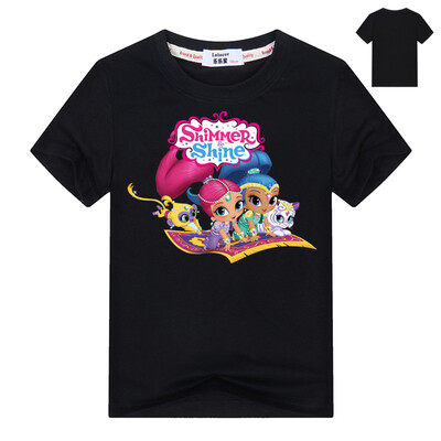 

2018 Brand New Shimmer And Shine T-Shirt для девочек Shimmer Shine Дети Футболки Топы Девочки Топы Дети Тис Рубашки хлопок Сгусток