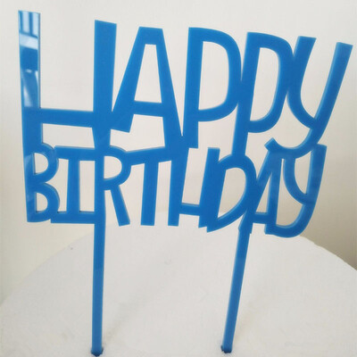 

MEYA Happy Birthday Pop Art Birthday Blue Cake Topper Acrylic Decoration for Special Event
