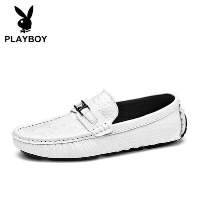 

Playboy casual shoes male bean shoes set foot outdoor driving shoes lazy shoes DA71084 dark blue 42