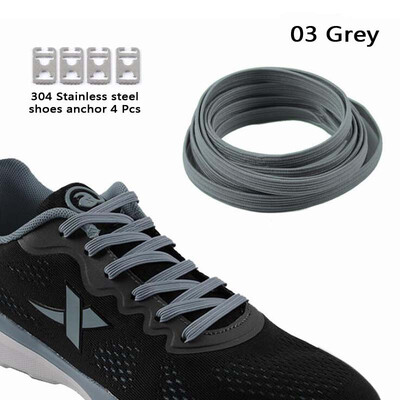 

JUP 3 Pairs Lazy Not Tie Shoelaces Metal Fashion Simple&Convenient Buckle Elastic Polyester Rubber Laces Sports Shoes Rope