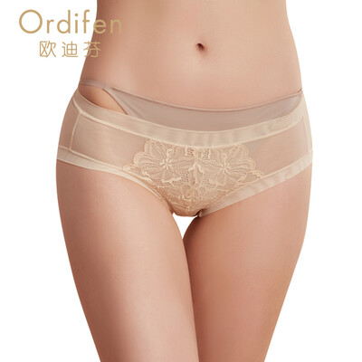 

Ou Difen womens underwear low waist flat pants womens triangle underwear XP7506 cocoa color M