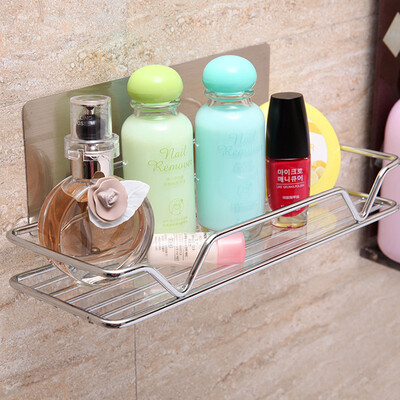 

Bathroom racks free punching stainless steel color bathroom kitchen storage rack rectangular single layer storage rack