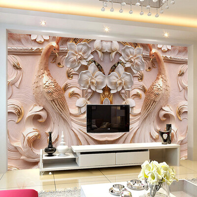 

3D Stereo Relief Peacock Flowers Mural Photo Wallpaper Living Room TV Sofa Study Backdrop Art Wall Paper For Walls 3D Home Decor