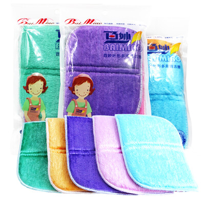 

bai miao plant fiber scouring pad rag clean non-stick oil type dish cloth sponge block leaf-shaped wipe 2 pieces