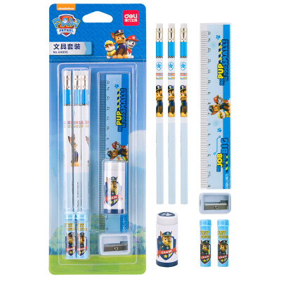 

Deli deli Wang Wang team outstanding work series student stationery set 6 piece set blue 68895