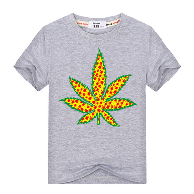 

2018 Newest Kids Weed leaf t shirt Grey shirts Boys Funny T-shirt Summer Casual Top Tees 100% Хлопок Детская одежда